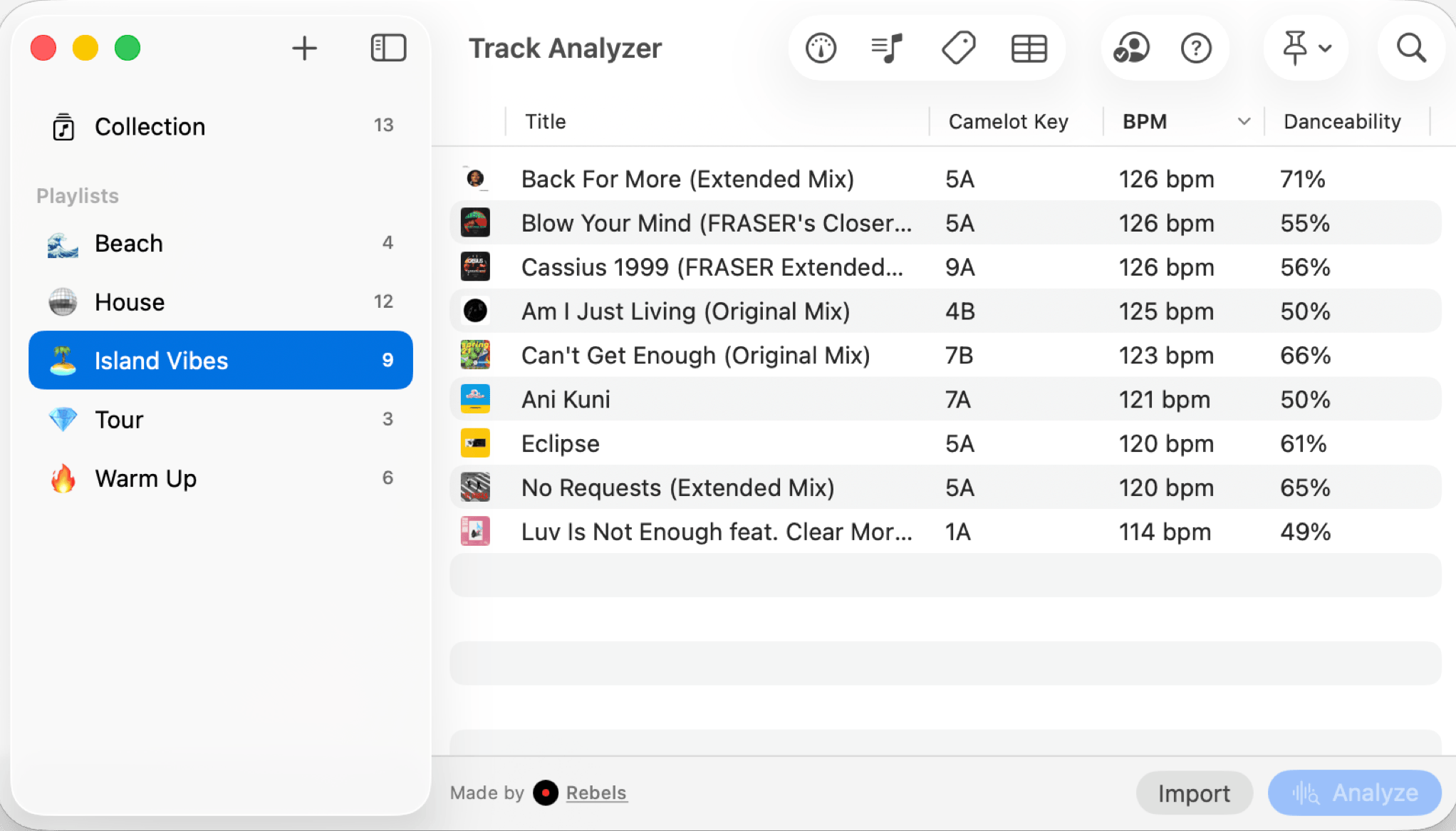 Track Analyzer screenshot